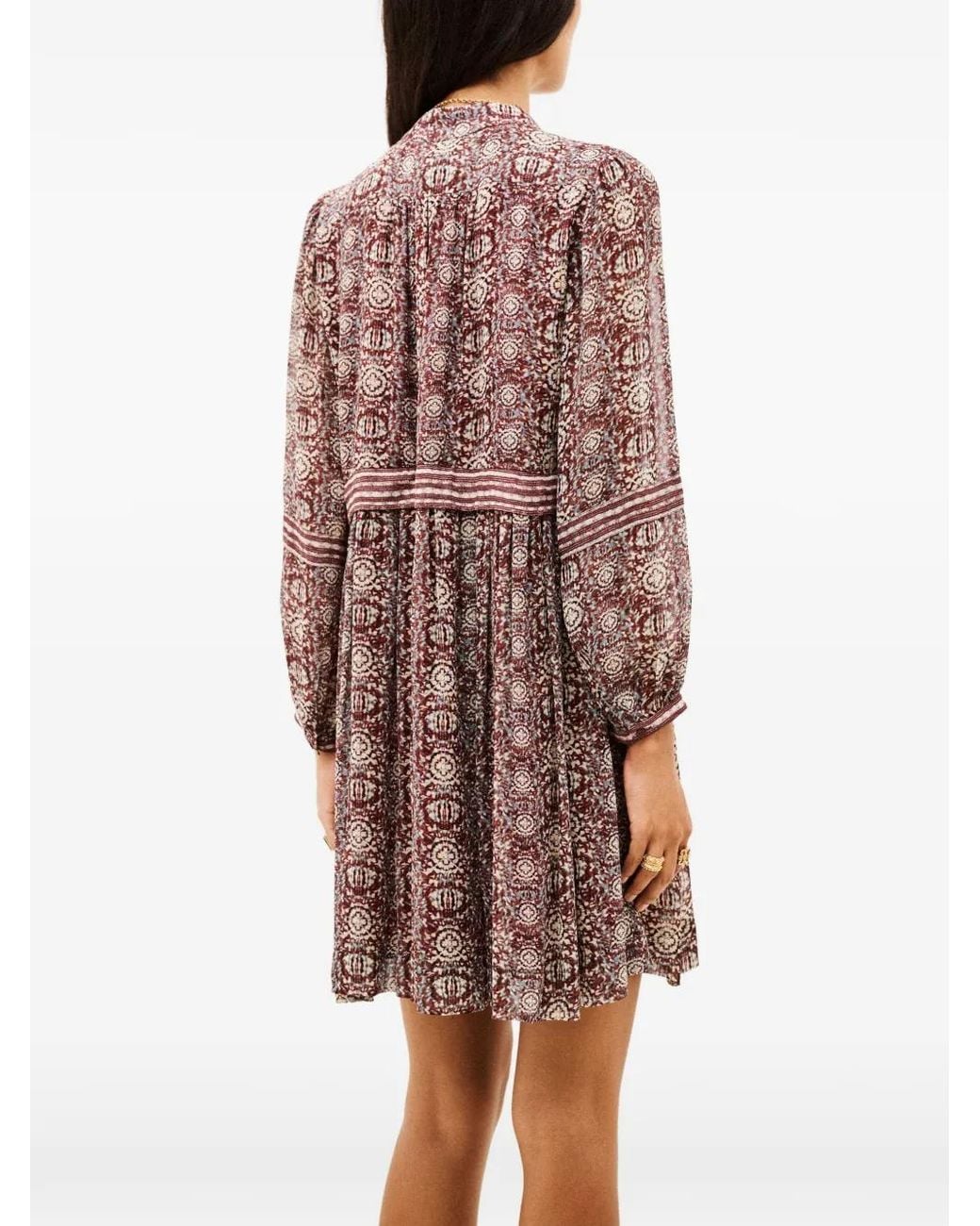 Ba&sh Brown Dune Paisley-Print Shift Mini Dress