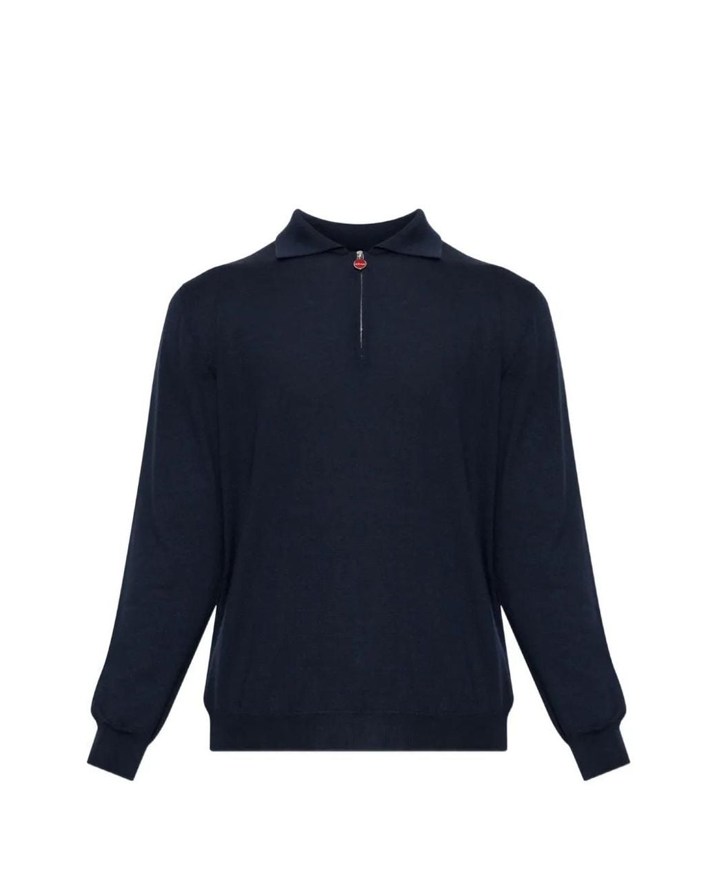 Kiton Blue Quarter-Zip Long-Sleeve Polo Shirt for men
