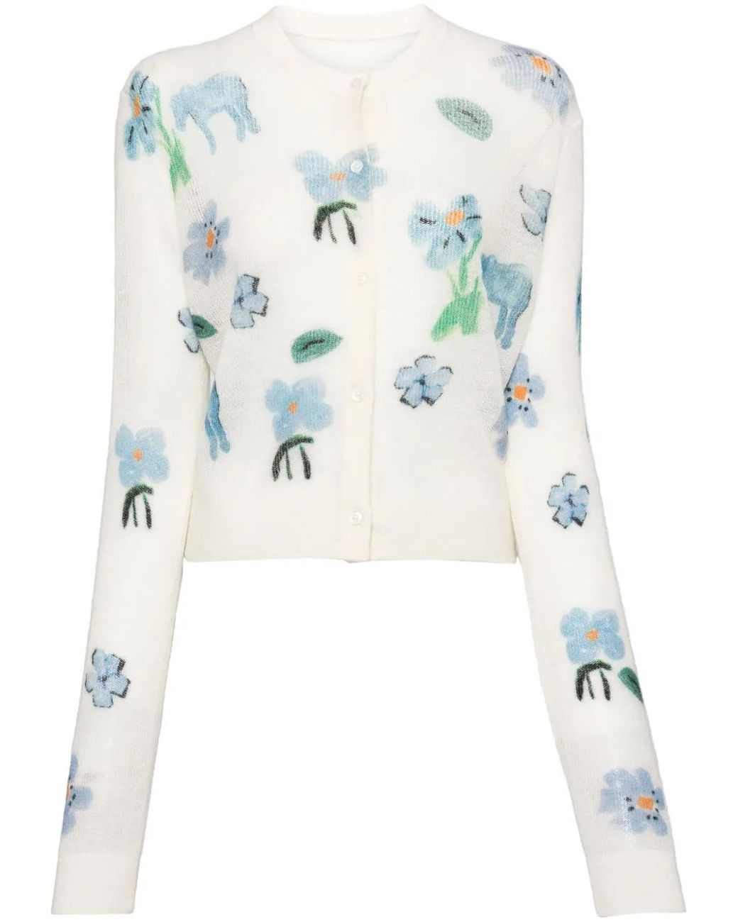 JNBY White Floral-Intarsia Cardigan