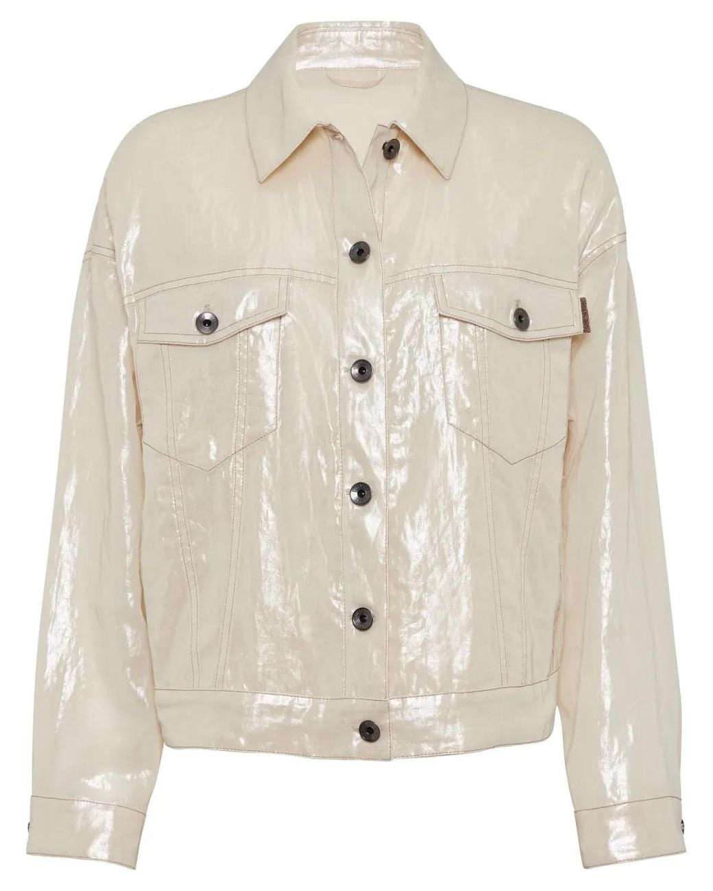 Brunello Cucinelli Natural Coated-Finish Cotton Jacket