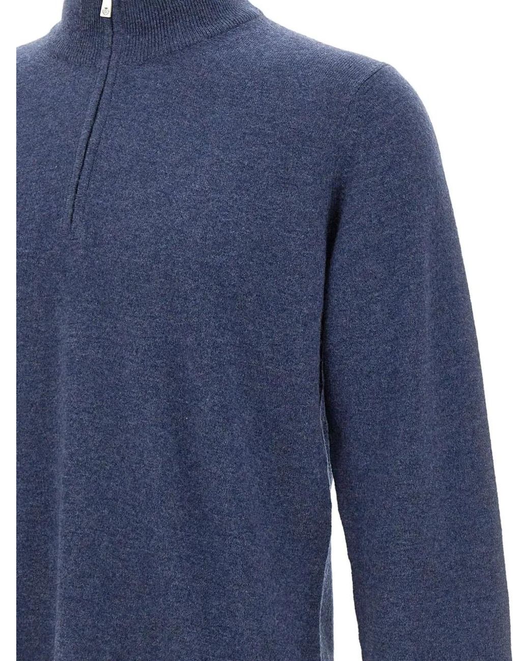 Della Ciana Blue Half-Zip Stand-Up-Collar Sweater for men