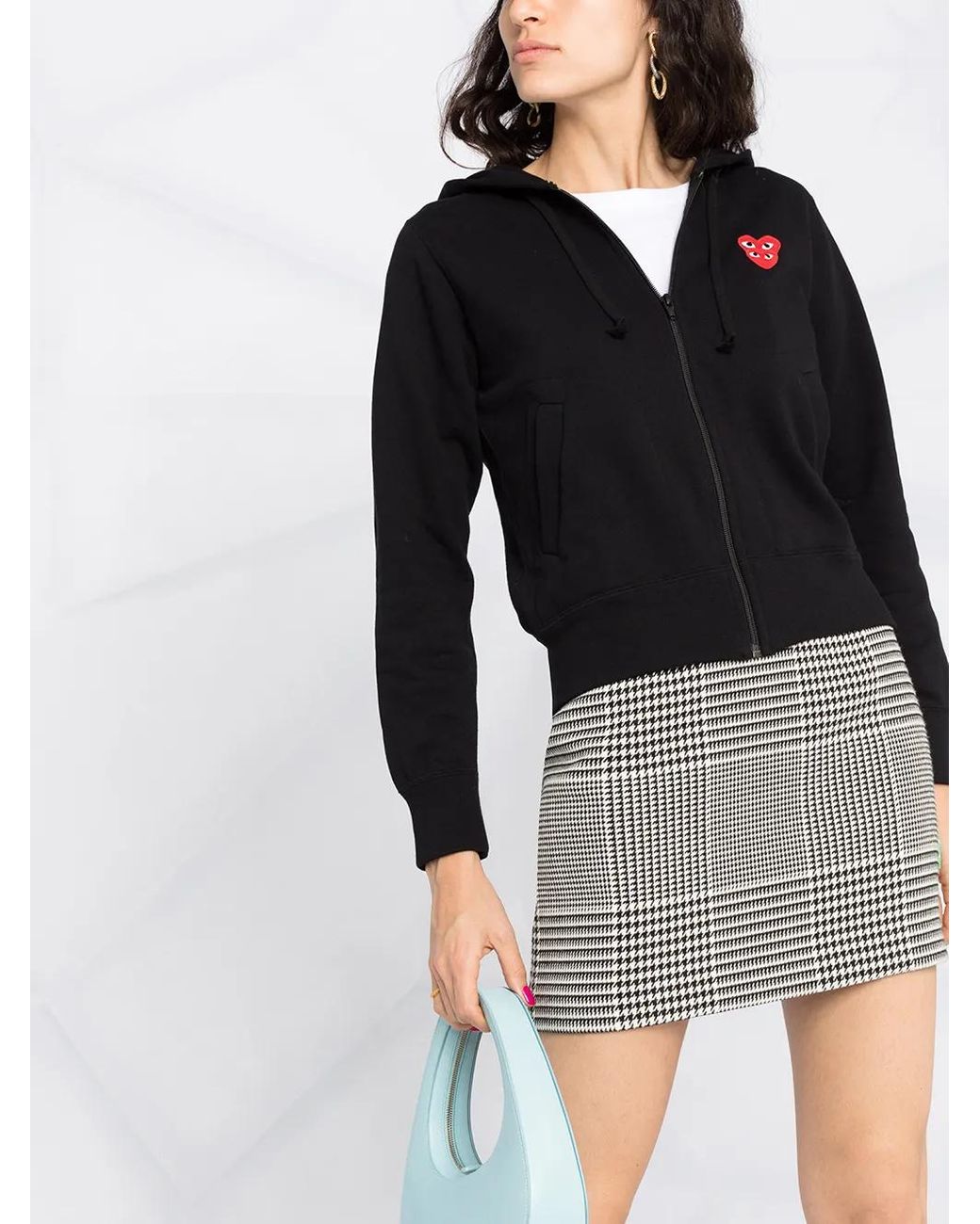 COMME DES GARÇONS PLAY Black Logo-Motif Zip-Up Hoodie