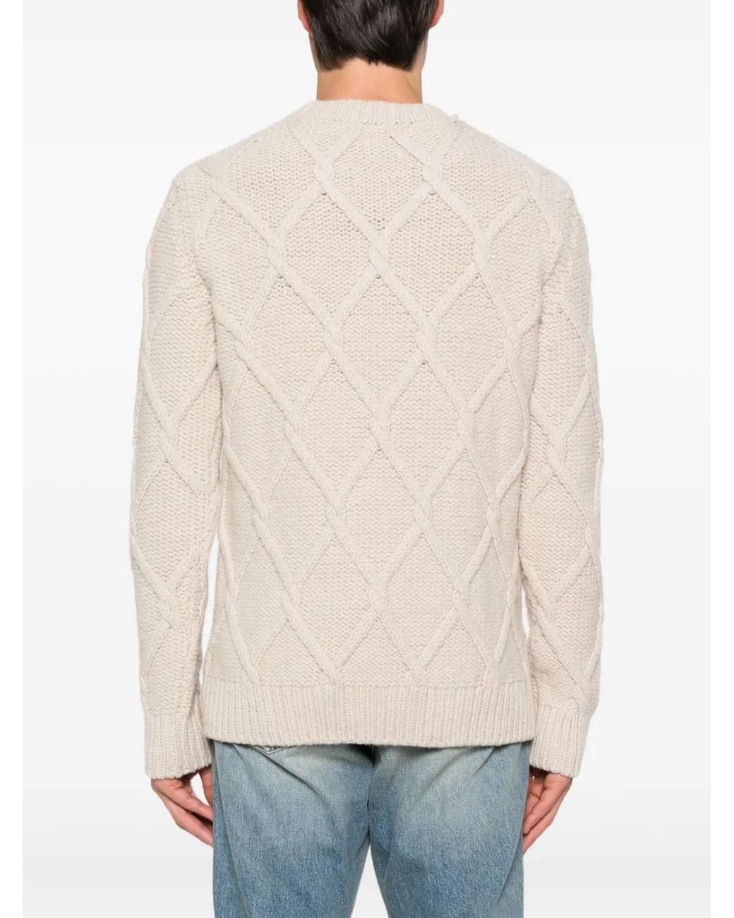 Eleventy Natural Cable-Knit Crew-Neck Sweater for men
