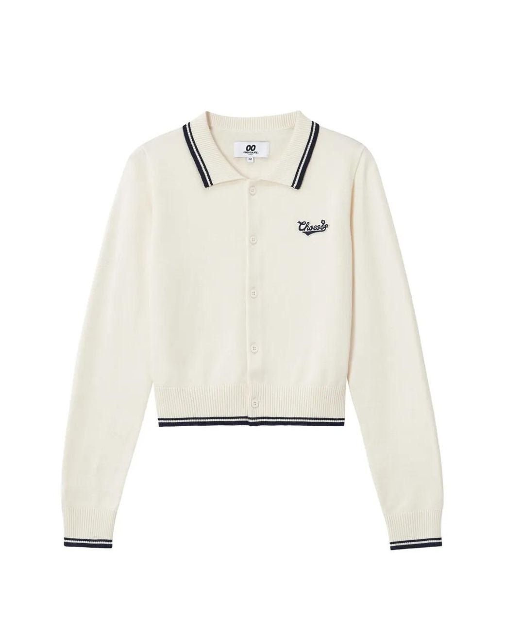 Chocoolate White Logo-Patch Tipped Cardigan