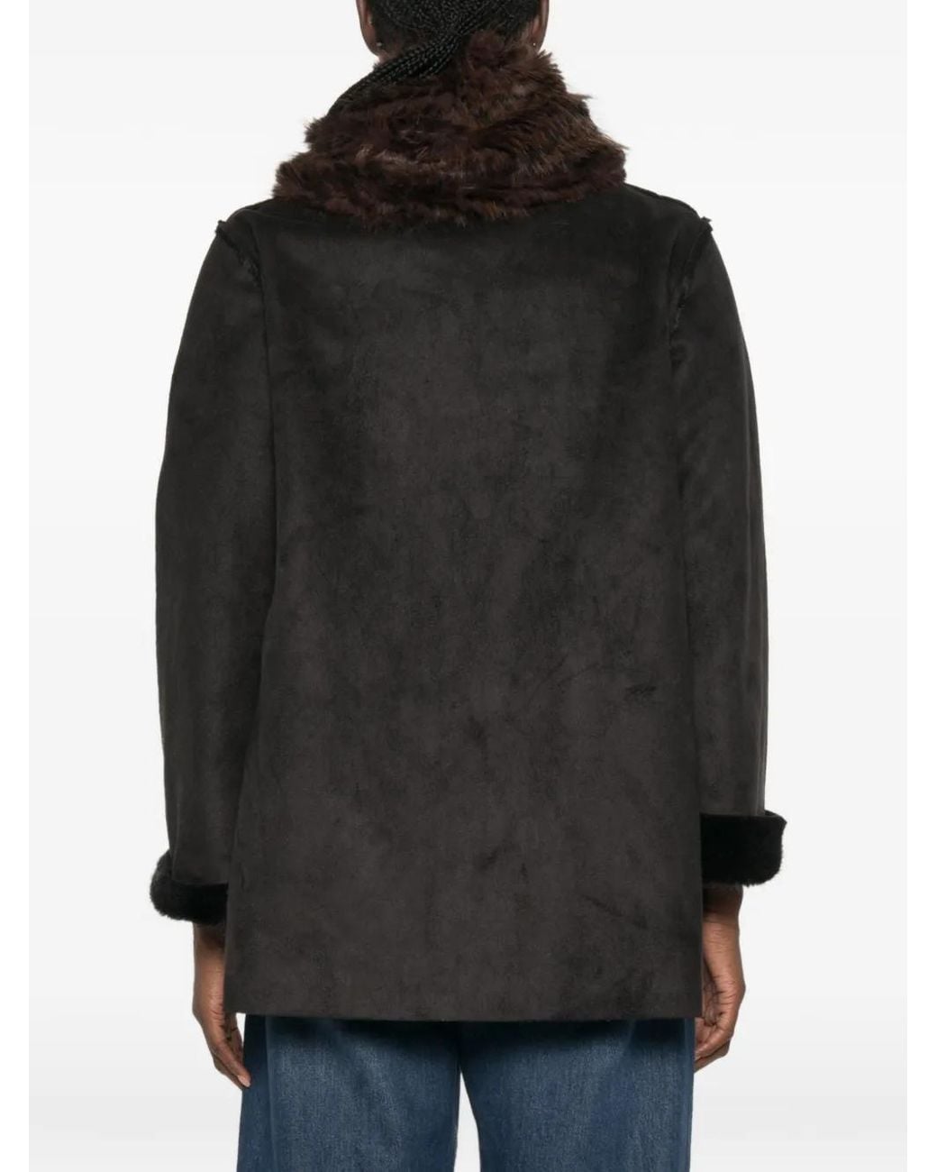 Collection Privée Black Faux-Fur Collar Coat