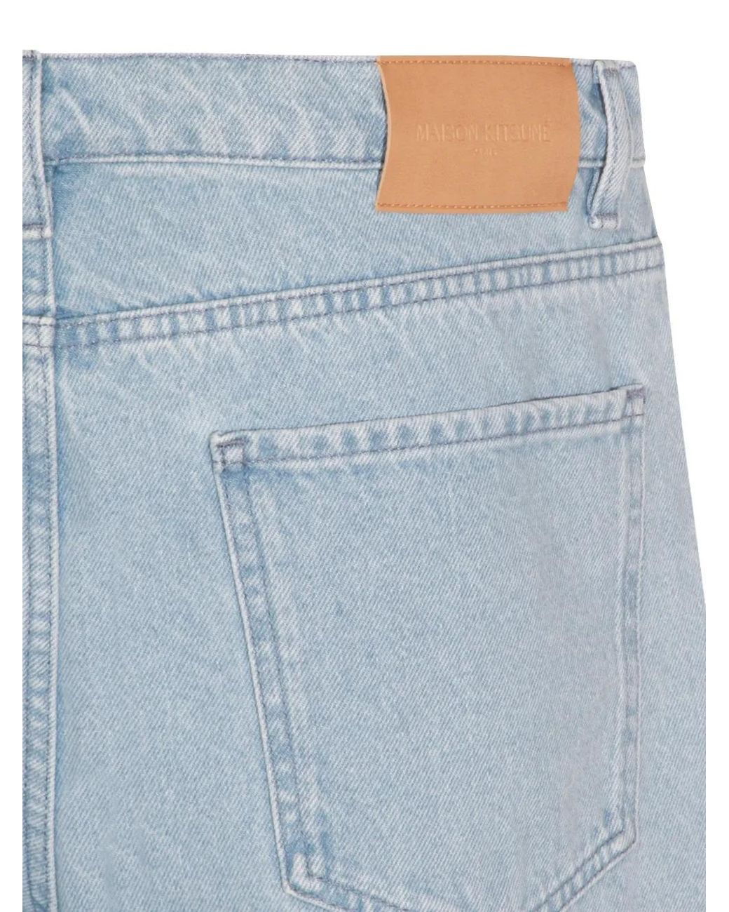 Maison Kitsuné Blue Maison Kitsuné Maison Kitsuné Logo-Patch Wide-Leg Jeans for men