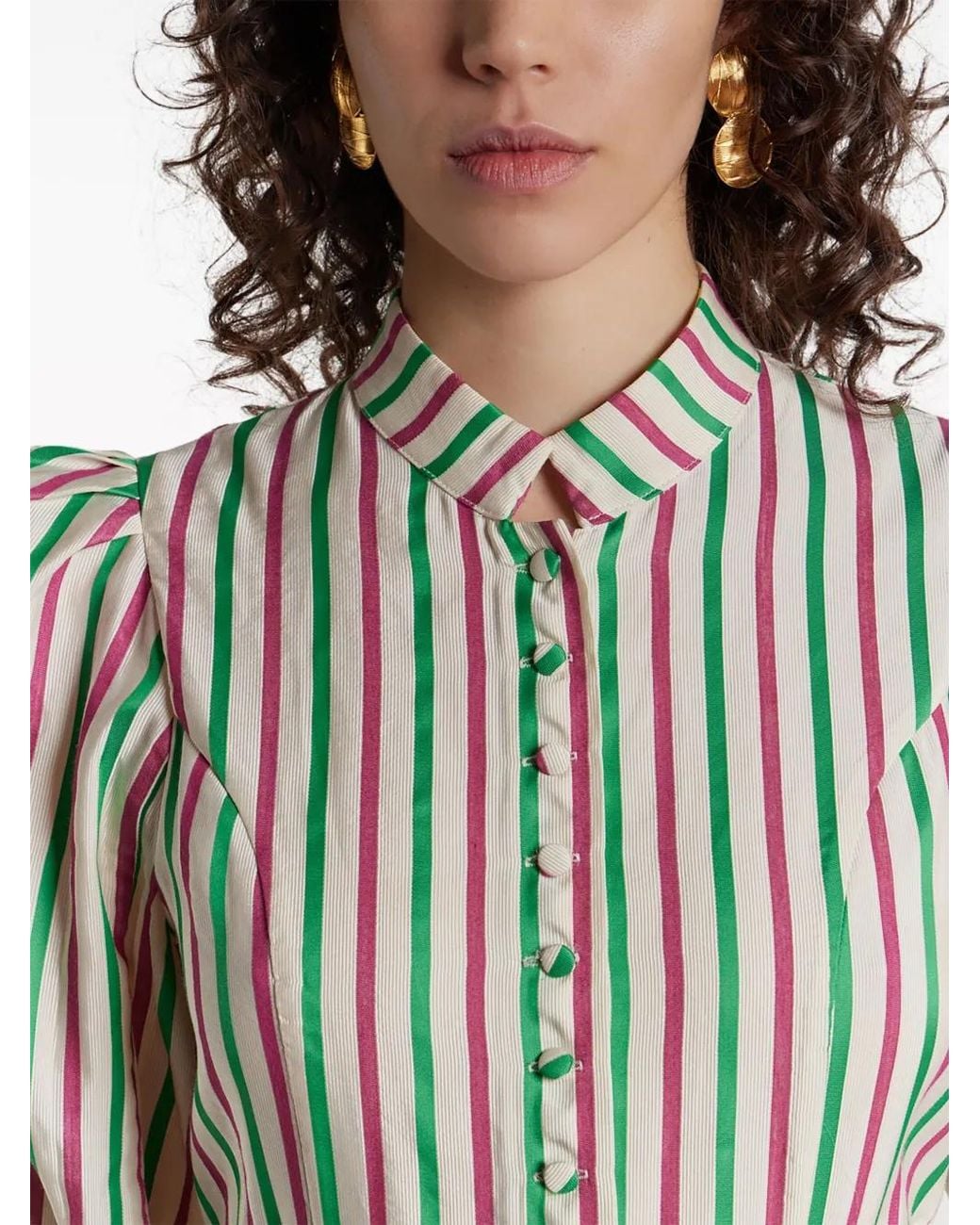 D'Estree White Gestreiftes Amoako Kleid