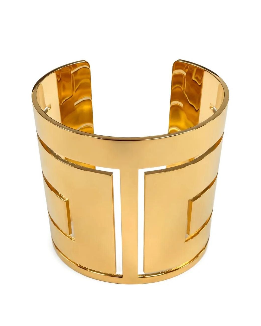 Elisabetta Franchi Metallic Cuff Bracelet With Cut-Outs