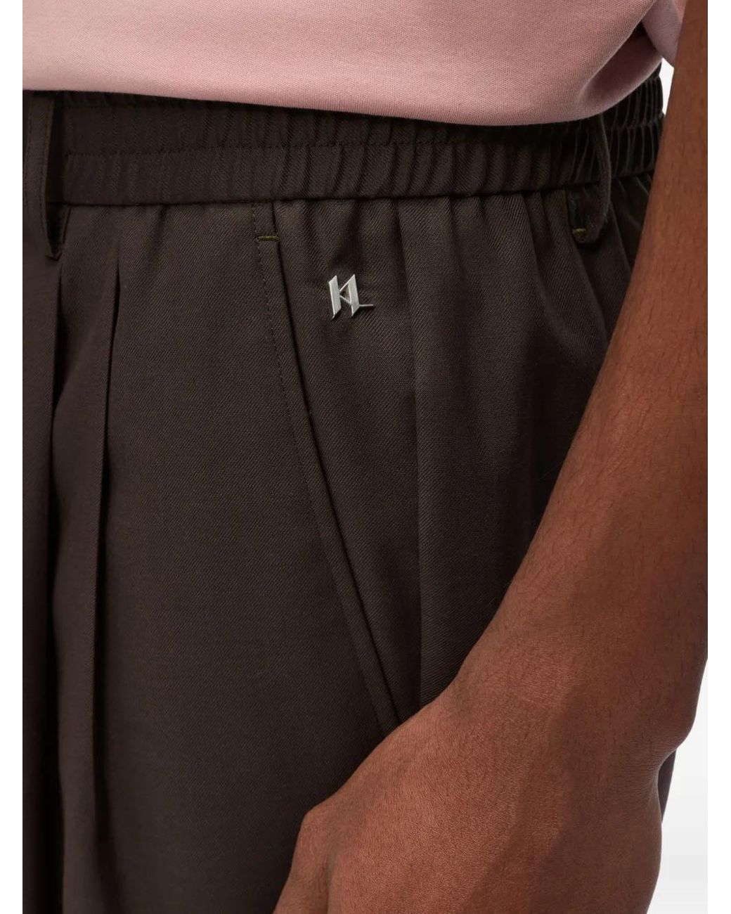 Karl Lagerfeld Brown Pleated Tailored Trousers for men