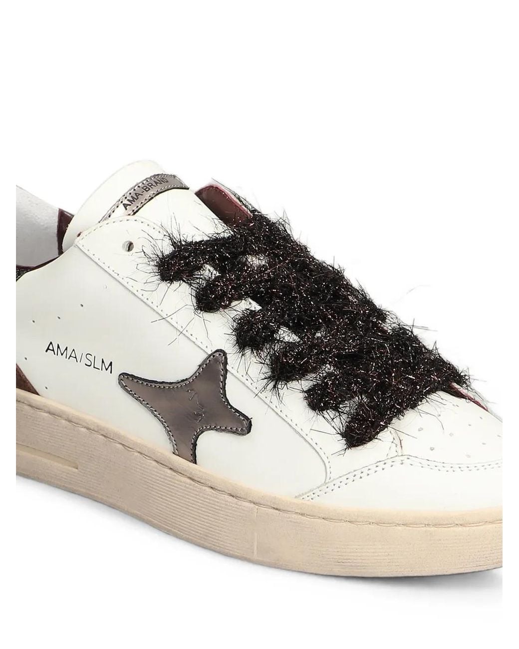 AMA BRAND Natural Glitter-Detail Star-Patch Sneakers