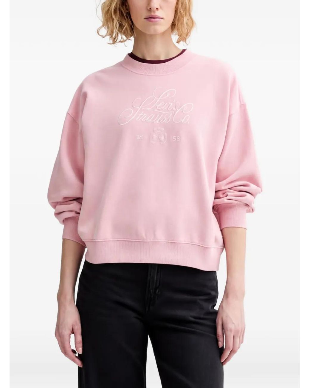 Levi's Pink Logo-Embroidery Sweatshirt
