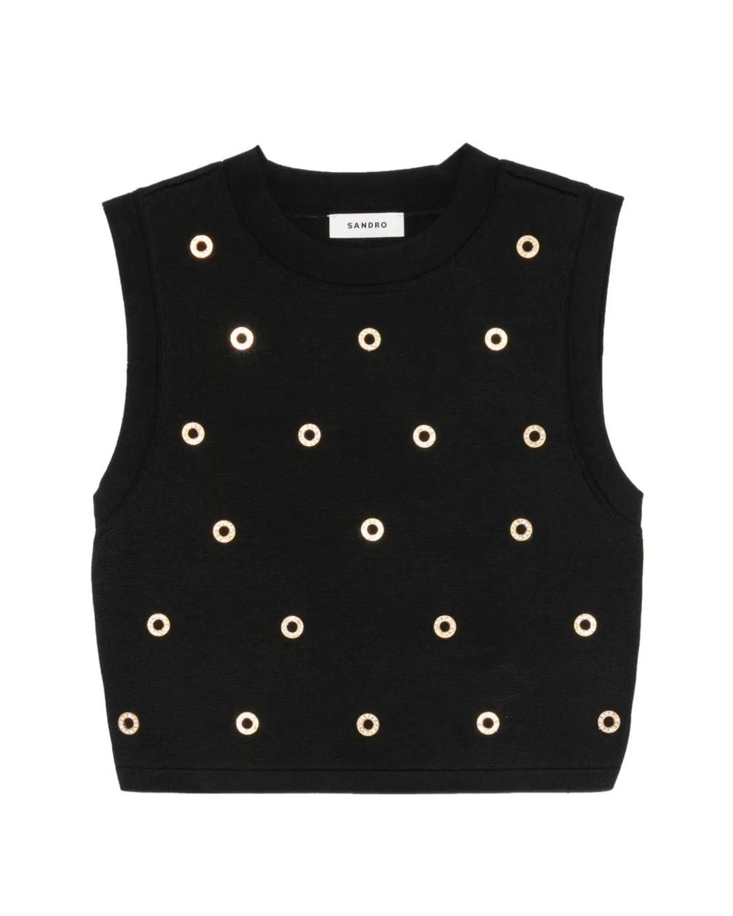 Sandro Black Studded Knit Top