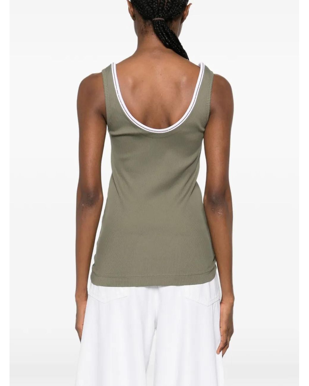 Brunello Cucinelli Gray Ribbed Trim Top