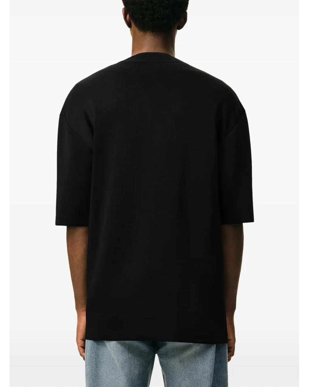 AMI Black Short Sleeves V Neck Sweater for men