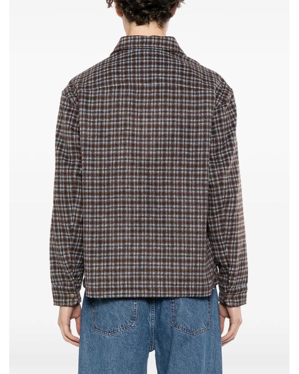 SPORT b. by agnès b. Brown Check-Pattern Logo-Embroidered Jacket for men