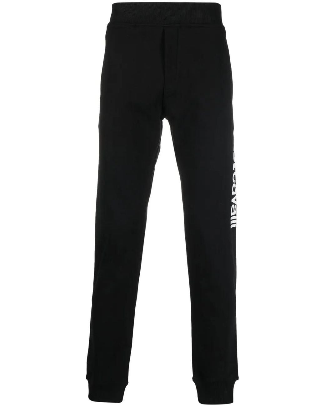 Just Cavalli Black Logo-Print Cotton Track Pants for men