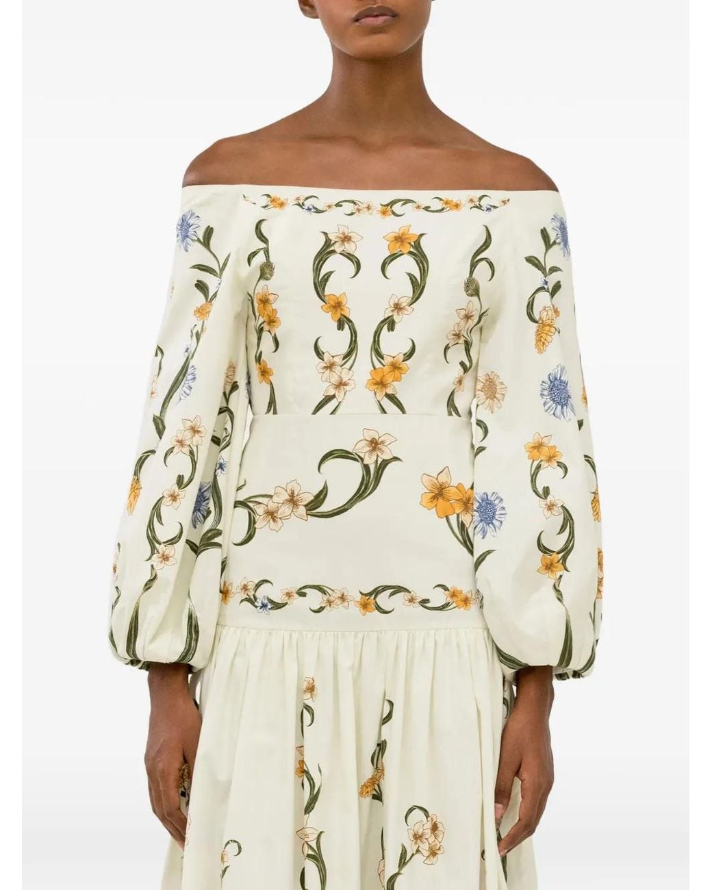 Agua Bendita White Senlis Laguna Floral Print Maxi Dress