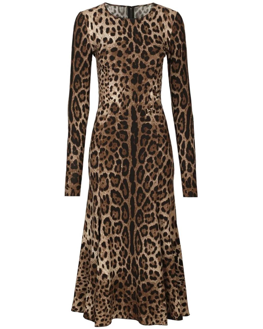 Dolce & Gabbana Natural Leopard Animal Print Midi Dress