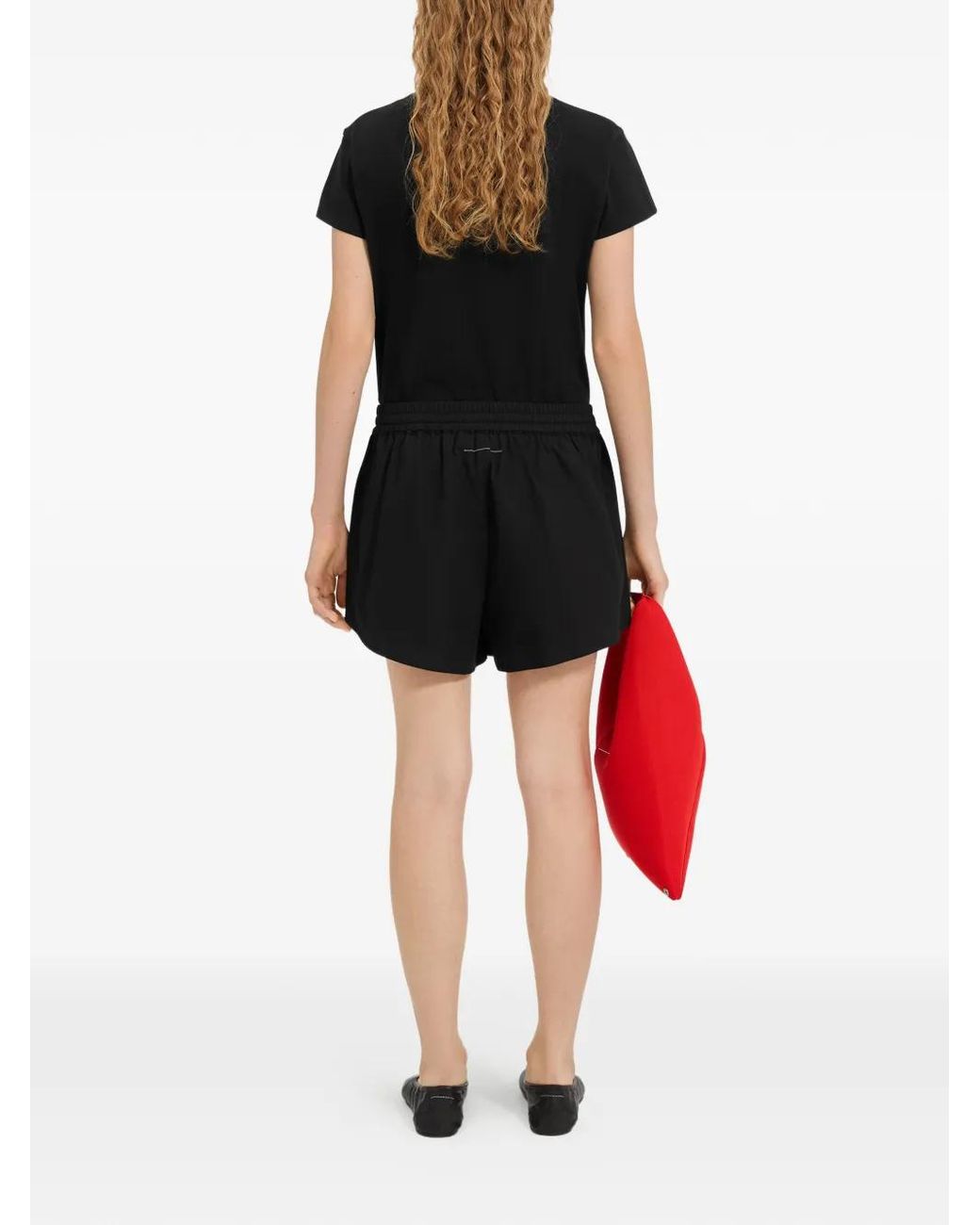 MM6 by Maison Margiela Black Elasticated-Waistband Shorts