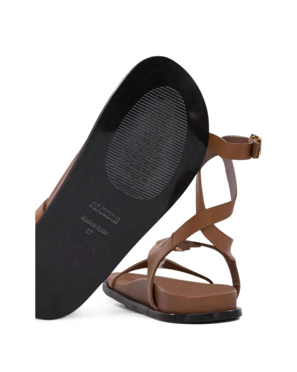 Alohas White Buckled Leather Sandals