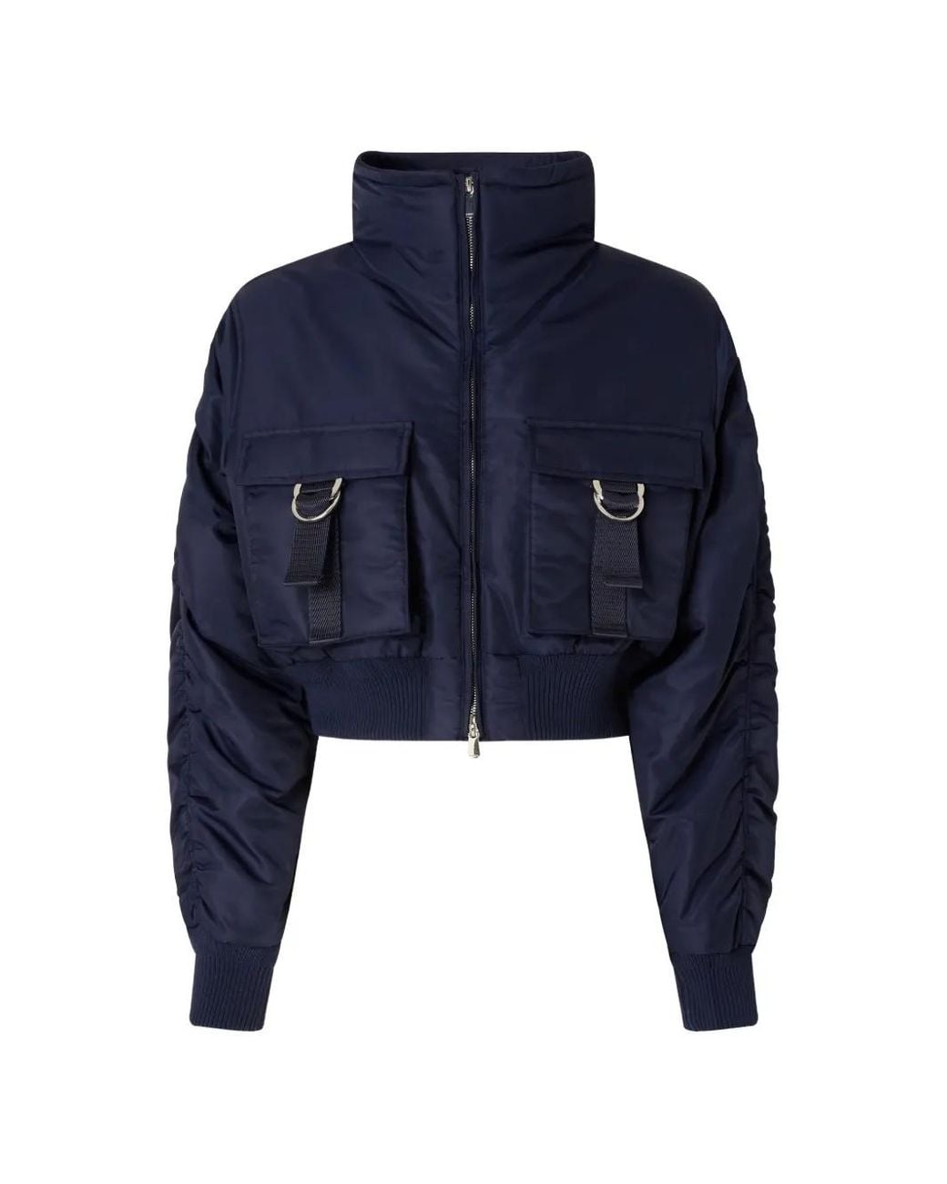 Pinko Blue Short Technical Satin Bomber Jacket