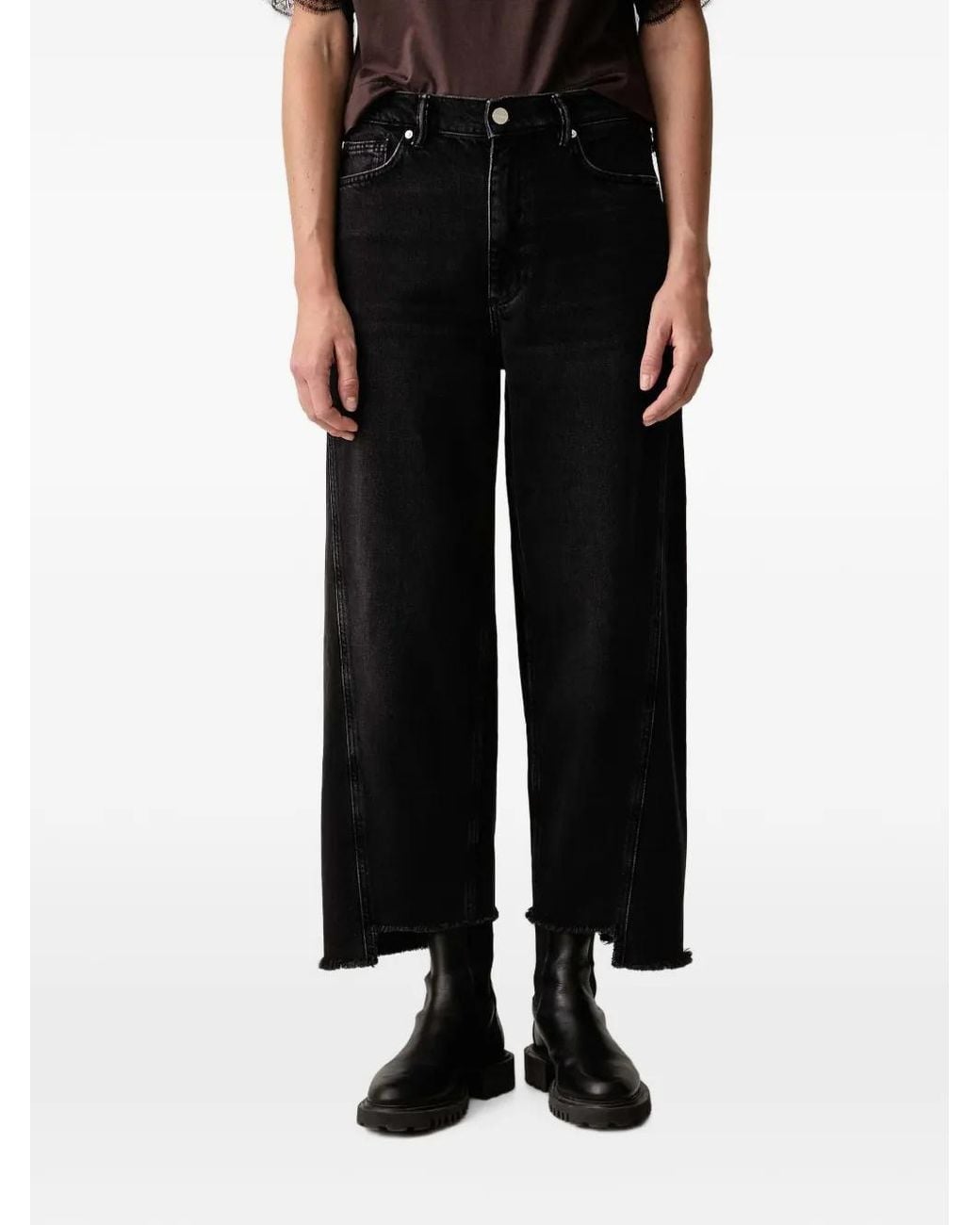 AllSaints Black Raw-Hem Jeans