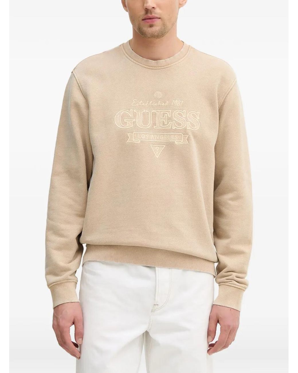 Guess Natural Embroidered Sweatshirt for men