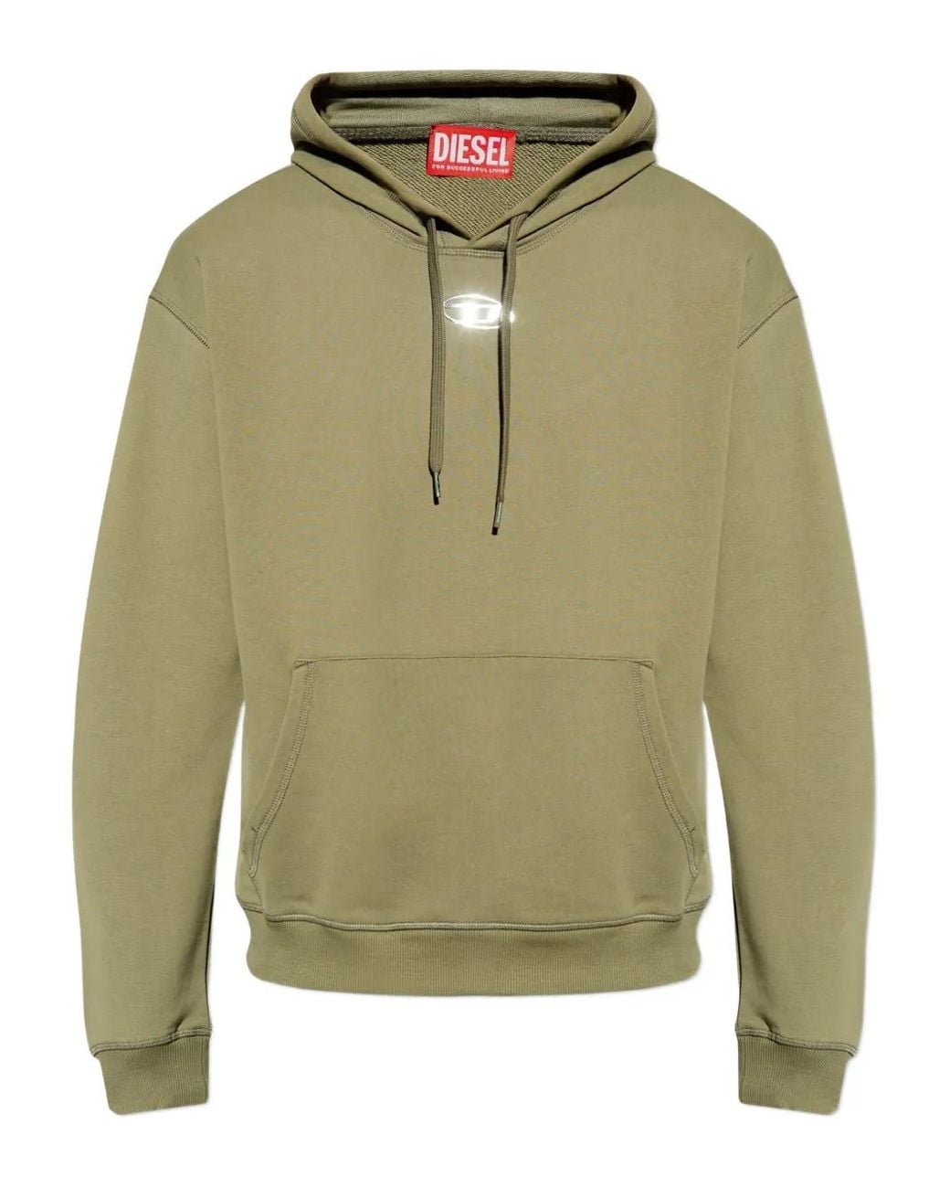 DIESEL Green S-Norm-Hood Logo-Plaque Hoodie for men