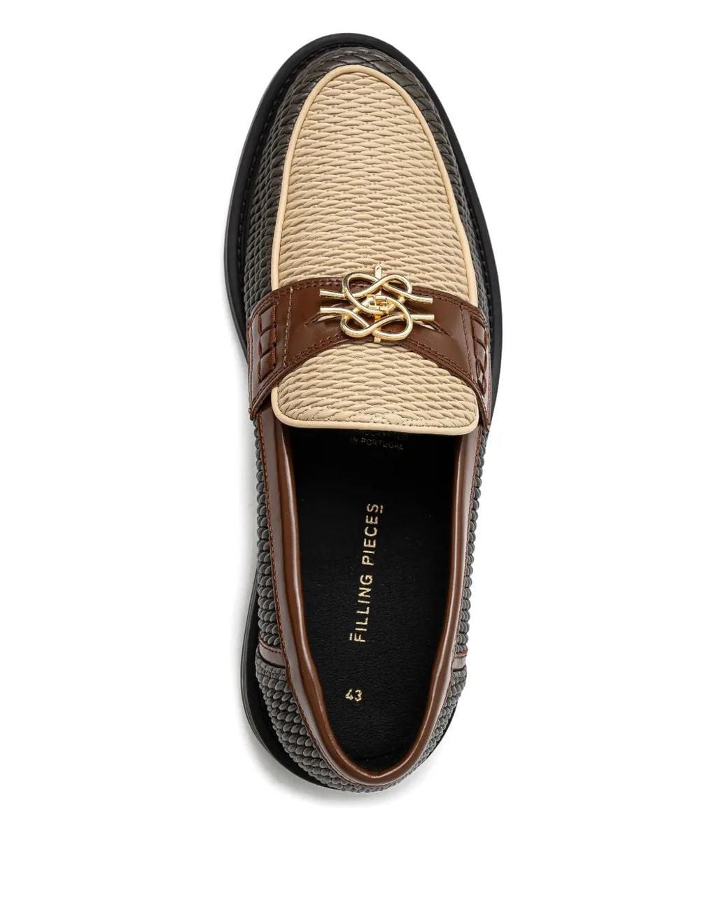 Filling Pieces Brown Reed Woven-Panel Loafers for men