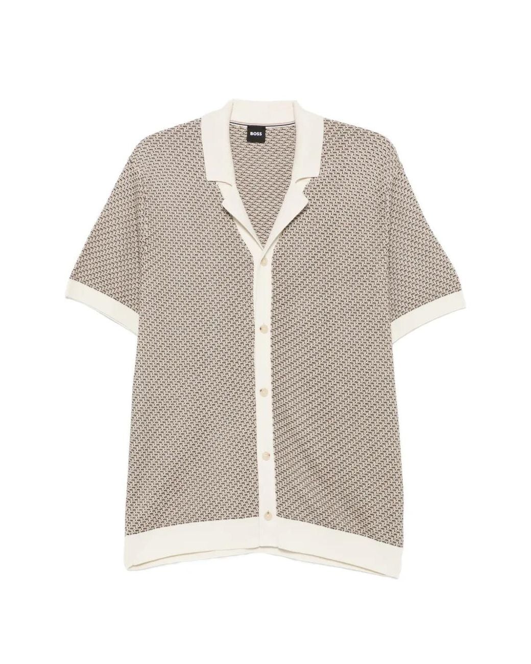 Boss White Geometric-Pattern Cardigan for men