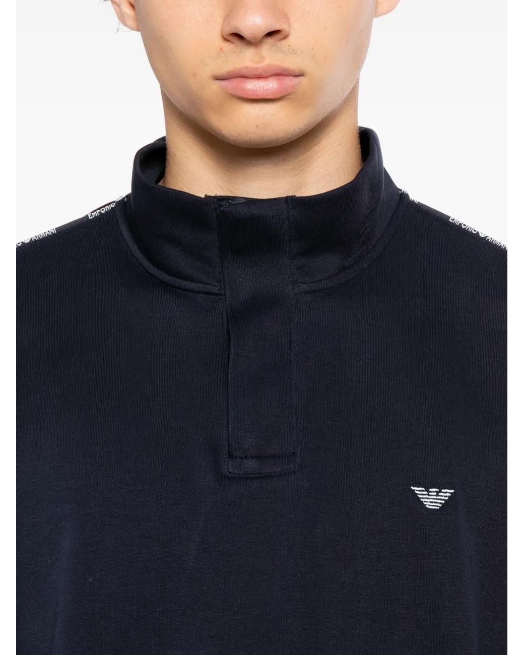 Emporio Armani Blue Logo-Embroidered Sweatshirt for men