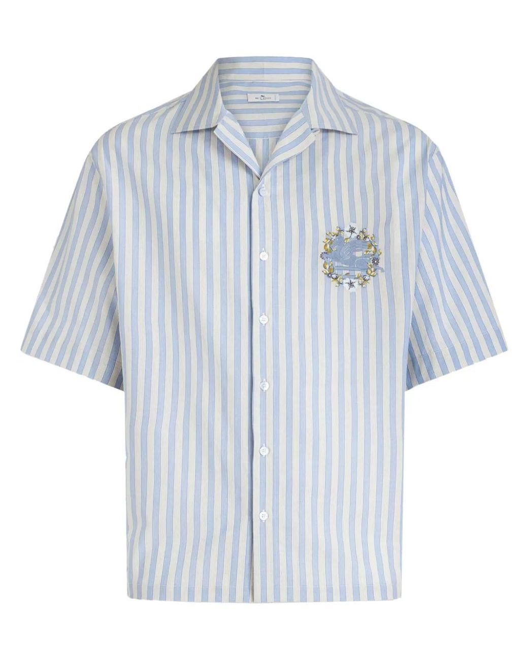 Etro Blue Logo Cotton Shirt for men