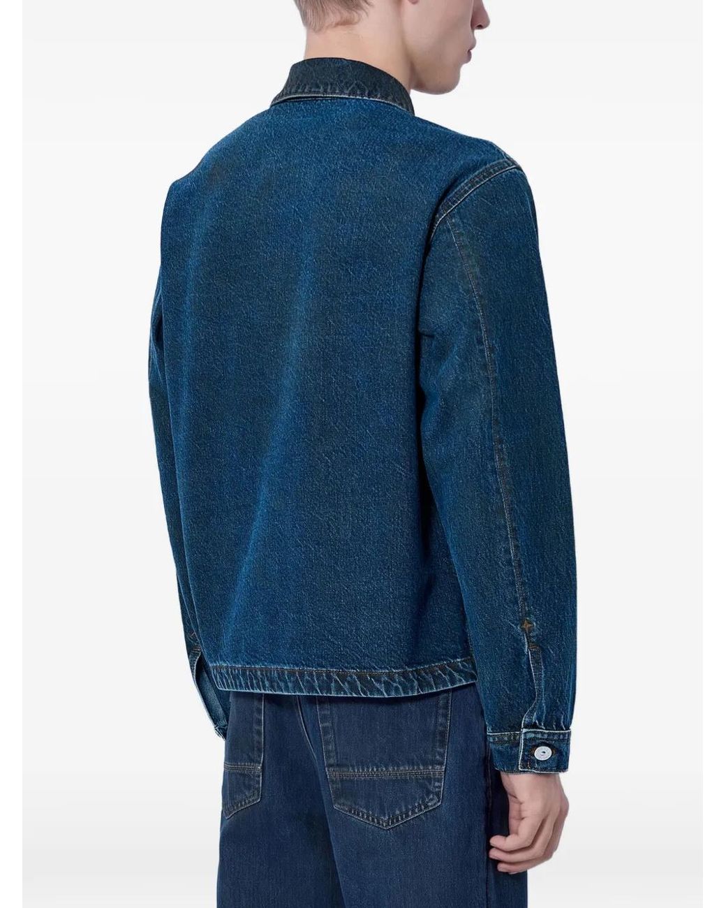 Stone Island Blue Button-Up Patch-Pocket Denim Jacket for men