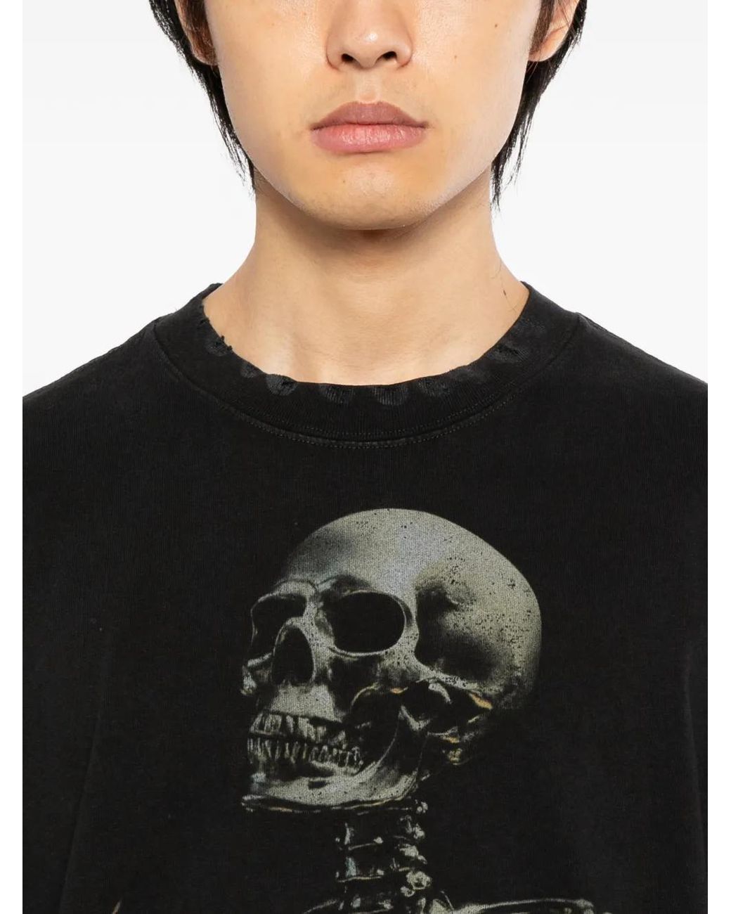 WARMAN Black Skeleton Printed T-Shirt for men