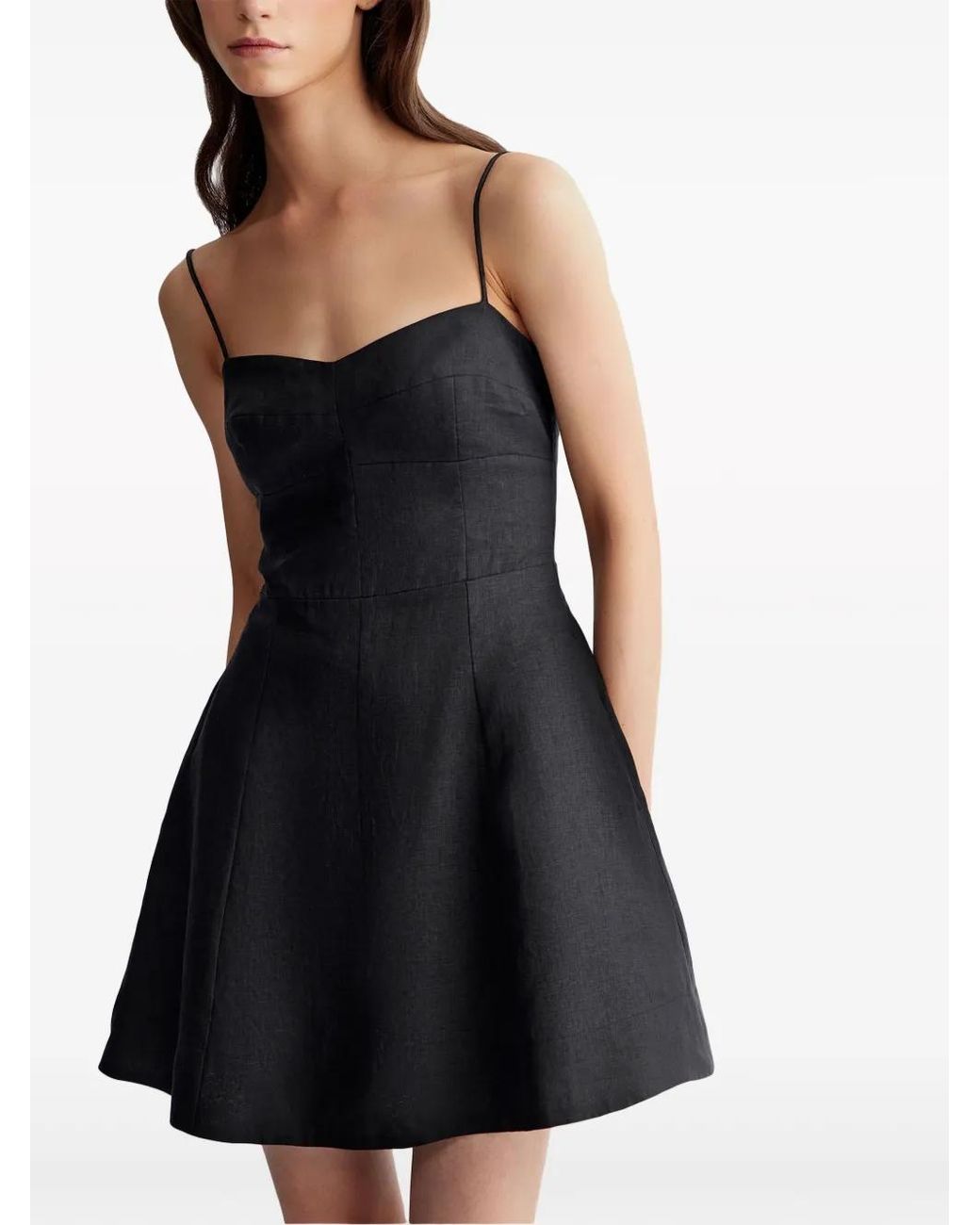 12 STOREEZ Black Slip Linen-Cotton Mini Dress