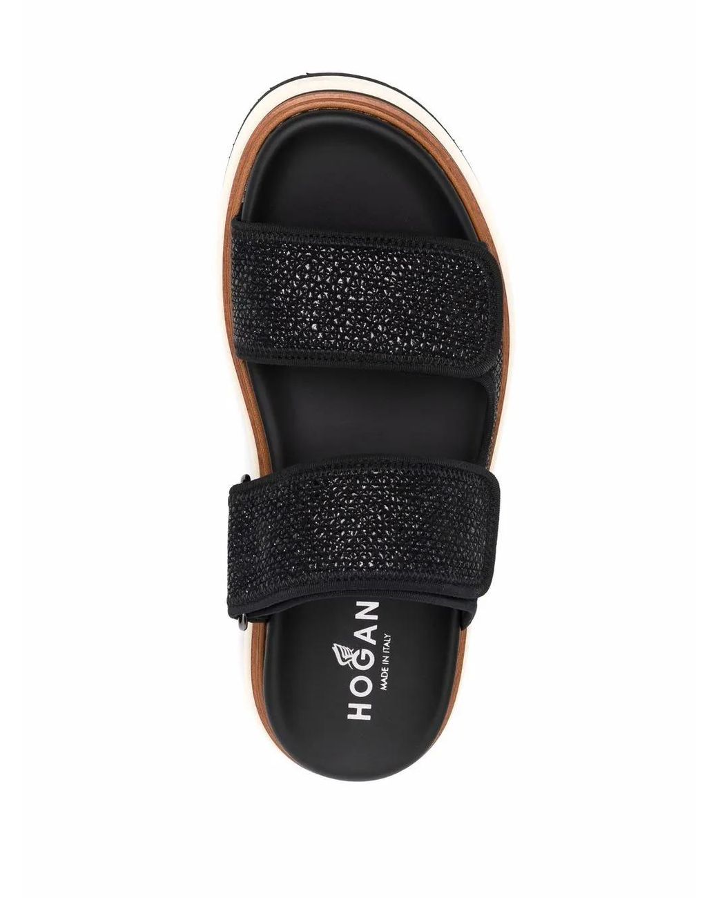 Hogan Black Touch-Strap Flat Sandals