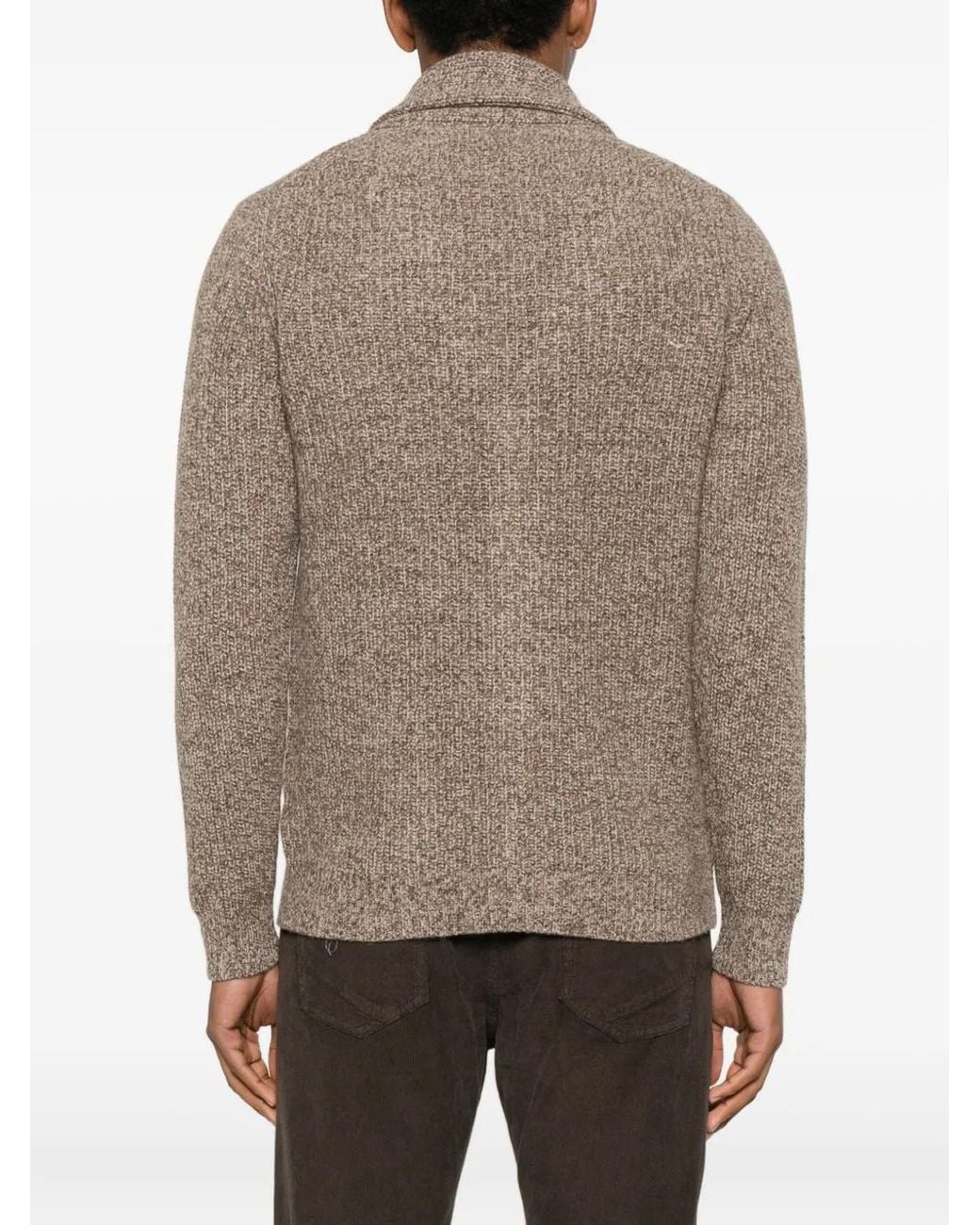 Daniele Fiesoli Brown Buttoned Shawl-Collar Cardigan for men