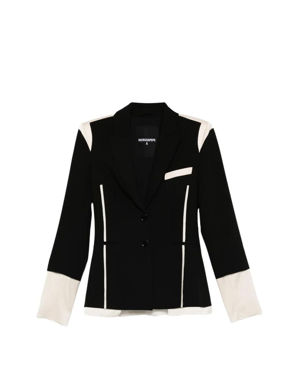 Patrizia Pepe Black Colour Block Slim Blazer