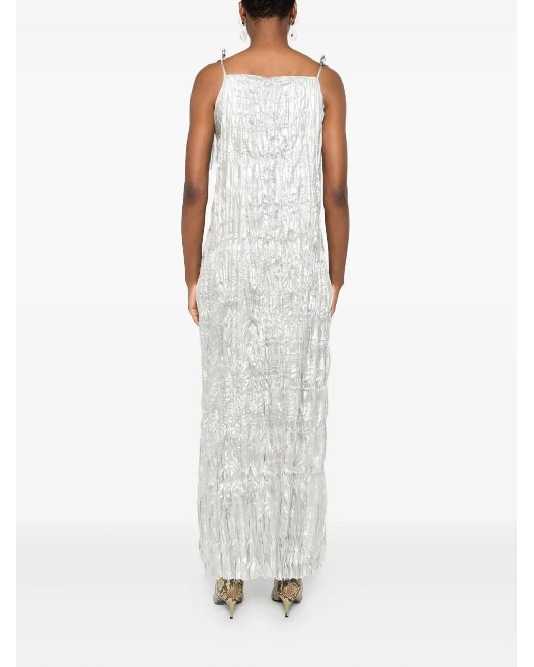 Marques'Almeida White Crinkled Slip Dress