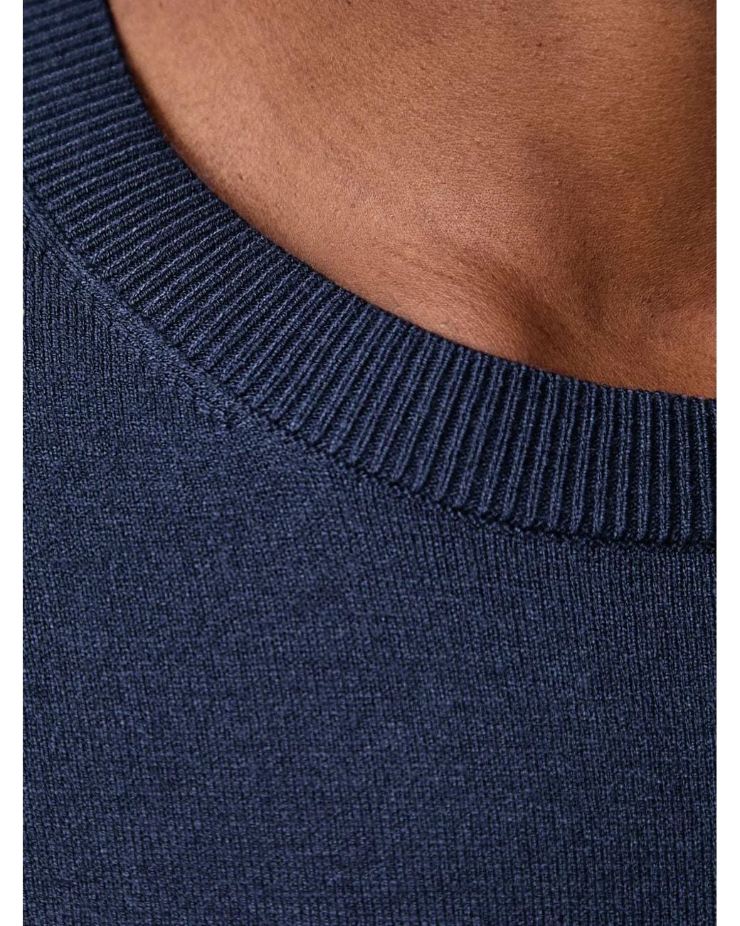 Sisley Blue Ribbed-Trim Sweater