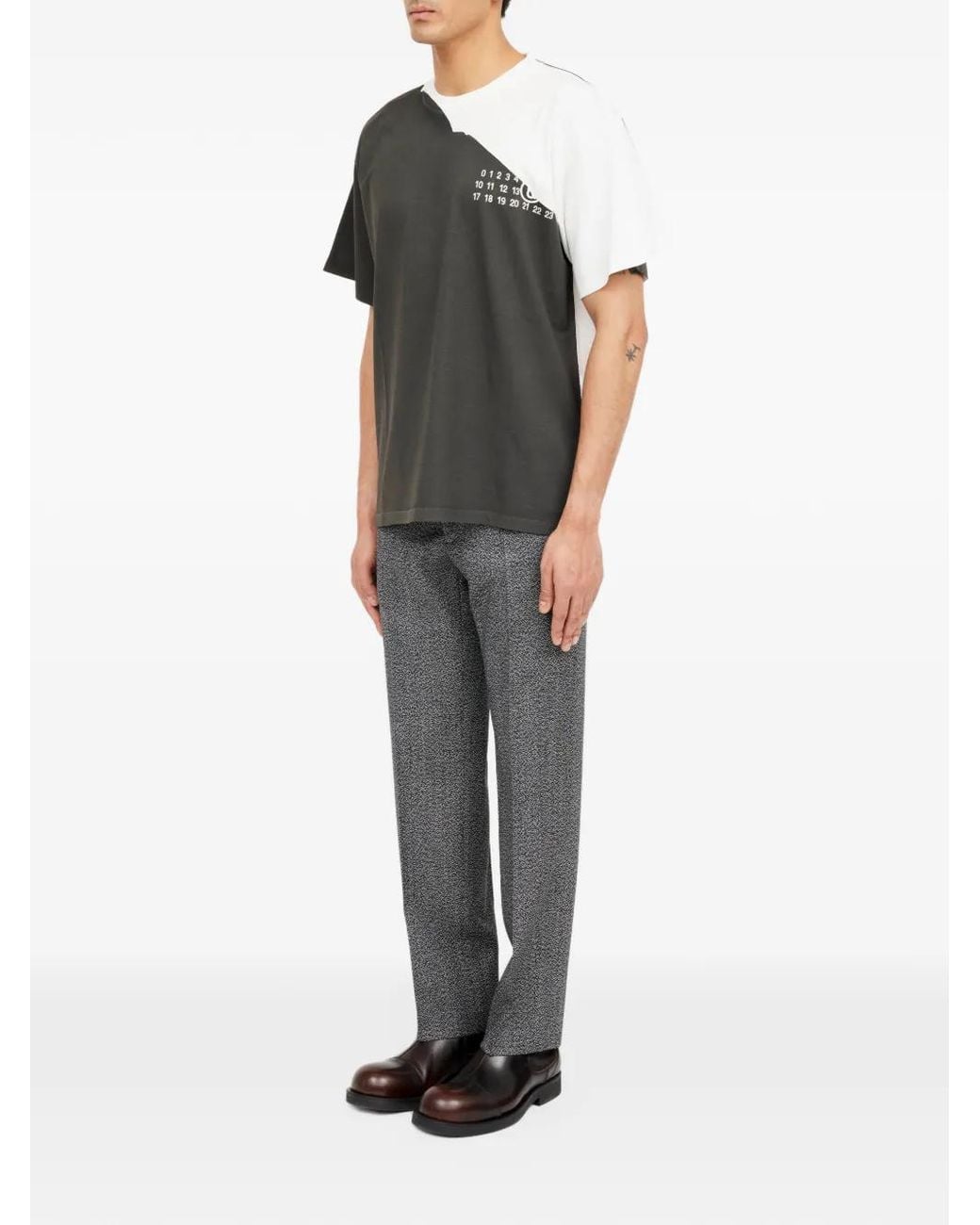 MM6 by Maison Margiela Gray Numeric Signature Two-Tone T-Shirt for men