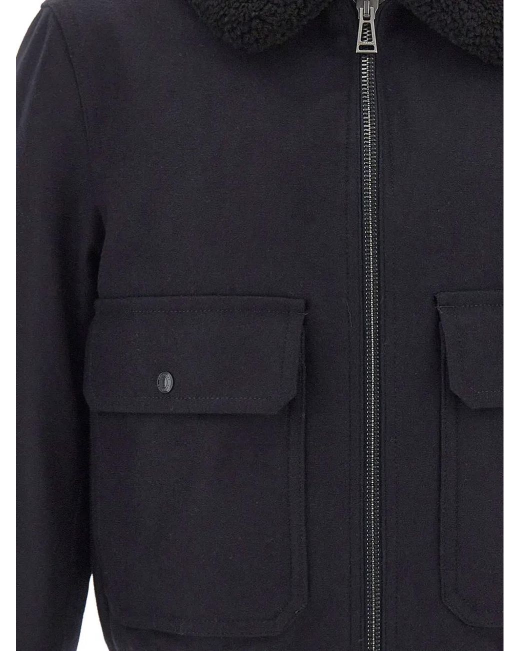 Belstaff Blue Welder Shearling-Collar Bomber Jacket for men