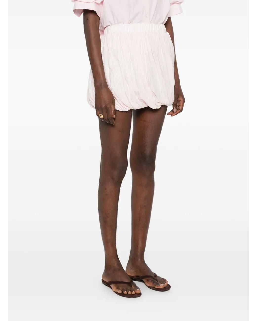 Twinset Pink Striped Poplin Balloon Miniskirt