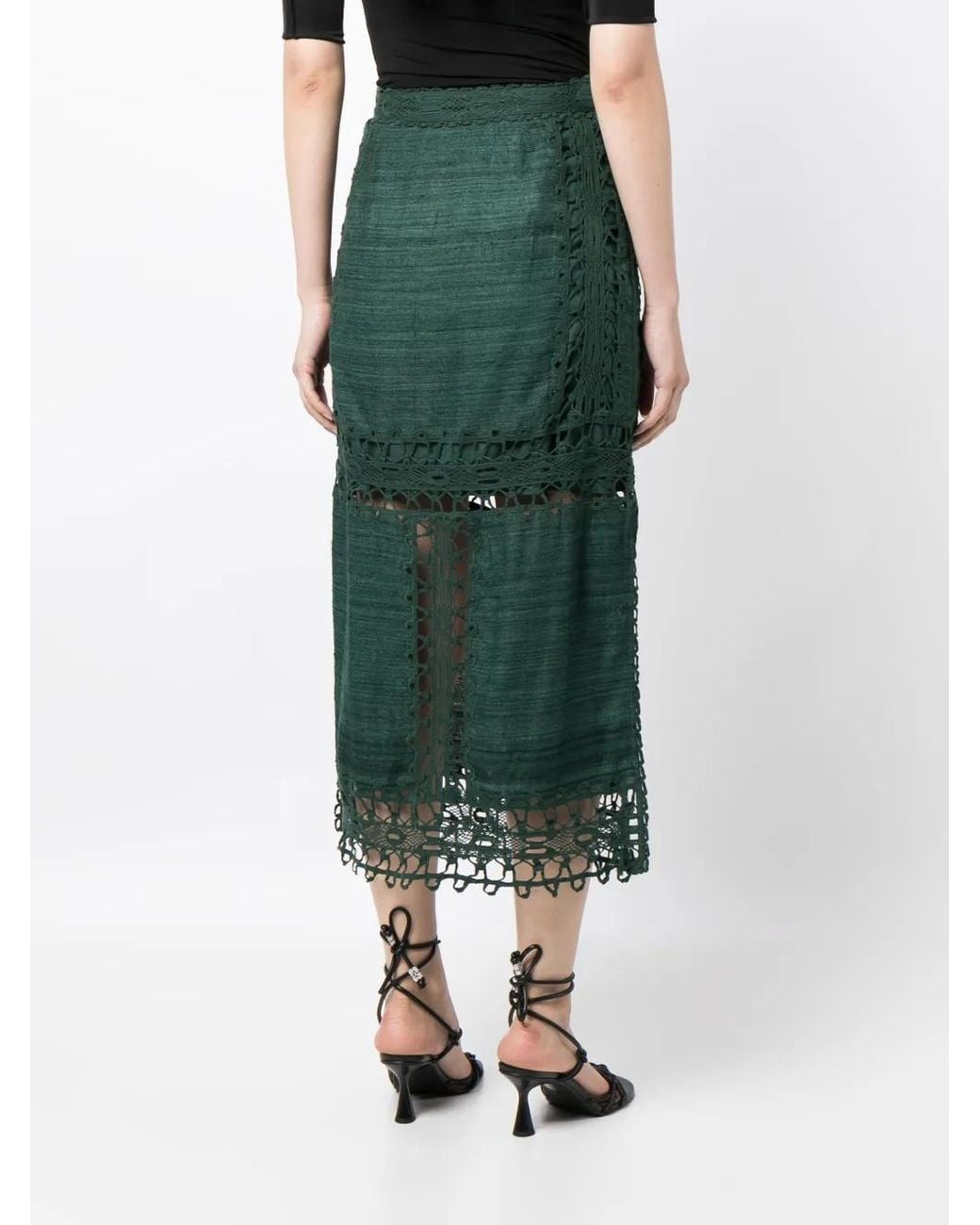 Ulla Johnson Green High-Waisted Lace Skirt