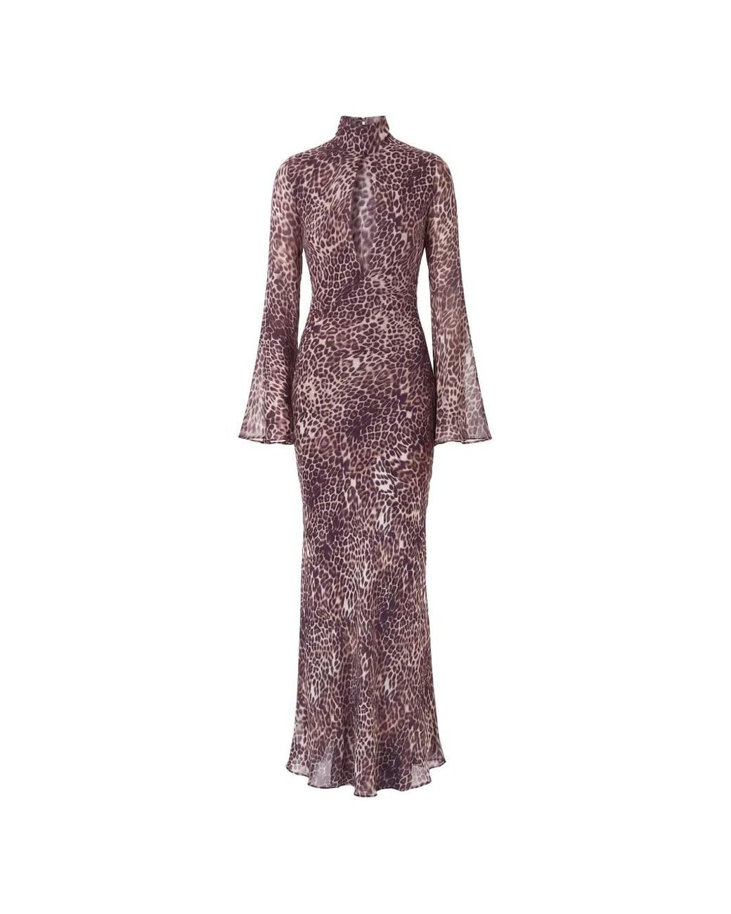 Nicholas Leopard-Print Cut-Out Dress in Purple