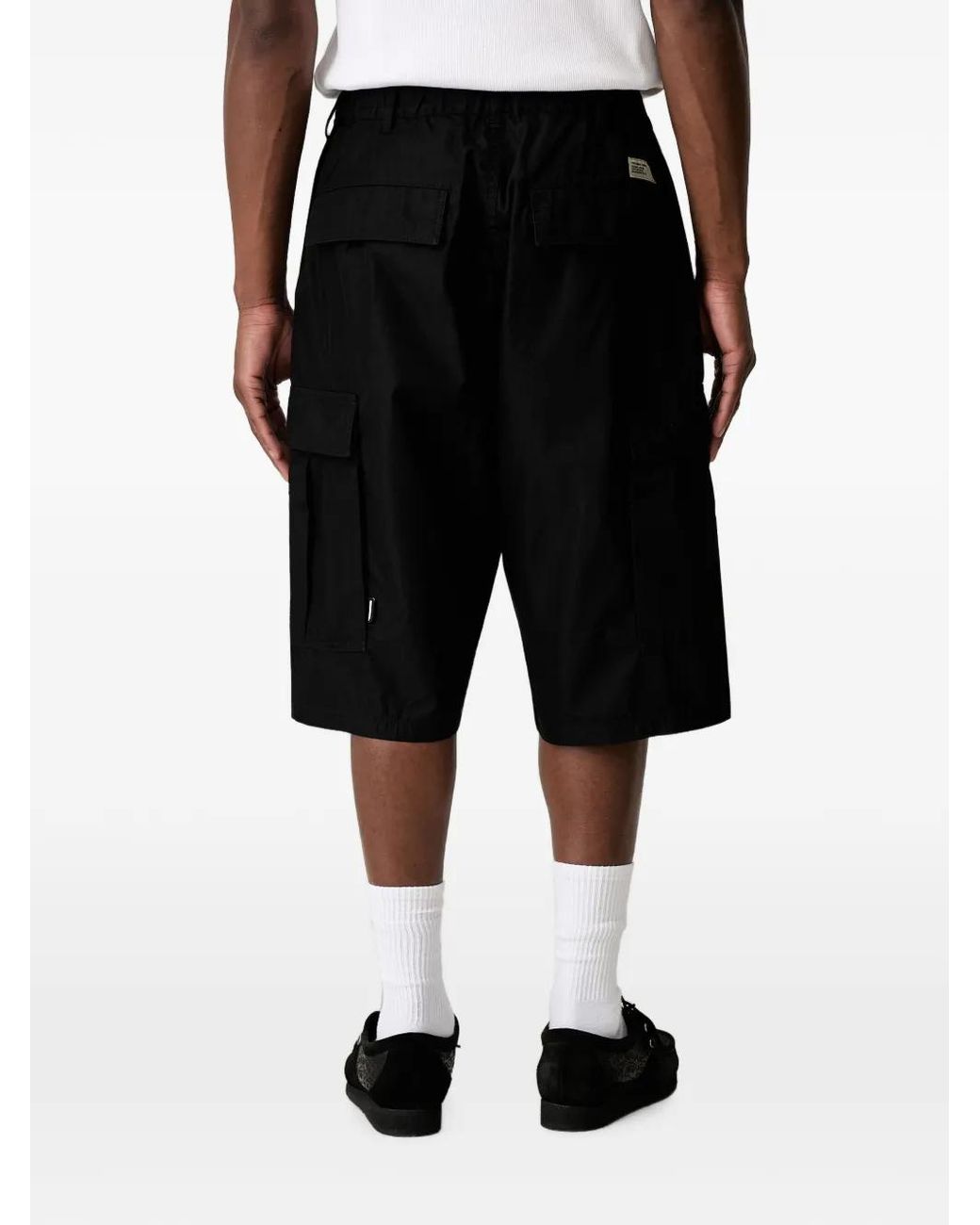 Neighborhood Black Logo-Patch Cargo Shorts for men