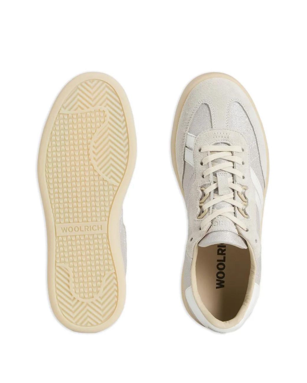 Woolrich White Doubleu Suede-Details Sneakers