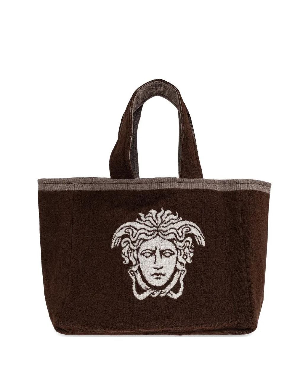 Versace Brown Cotton-Terry Jacquard Tote