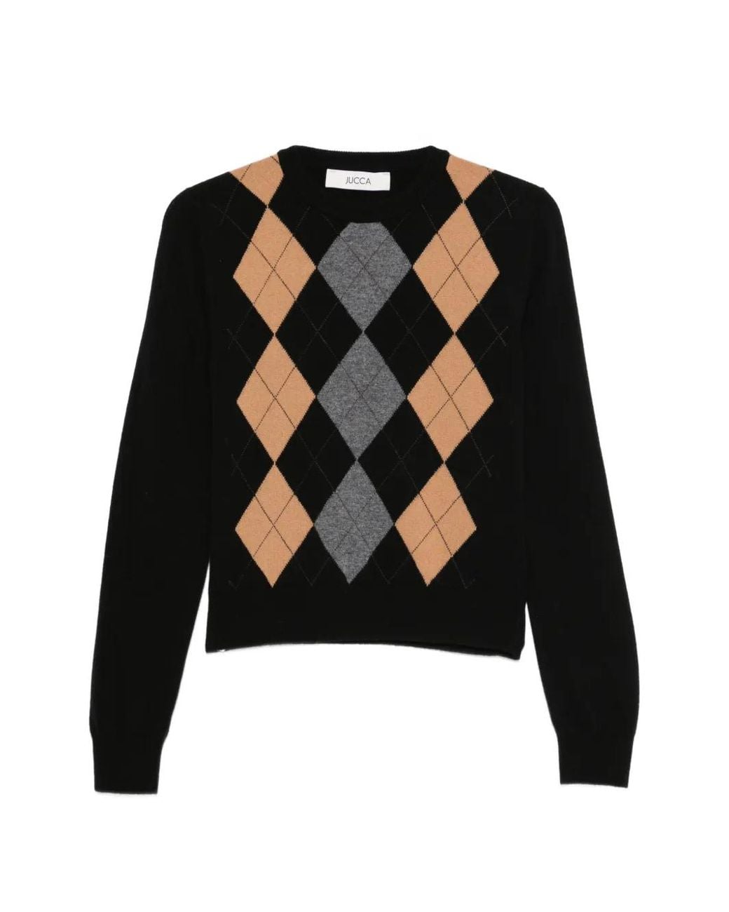 Jucca Black Argyle-Pattern Wool Sweater