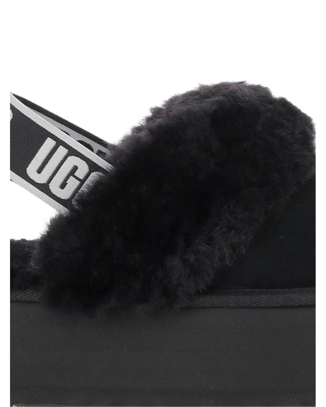 Ugg Black Funkette Plateau-Sandalen Mit Shearling-Besatz
